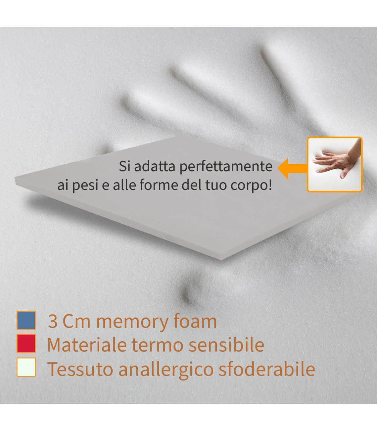 Interno topper Memory sfoderabile