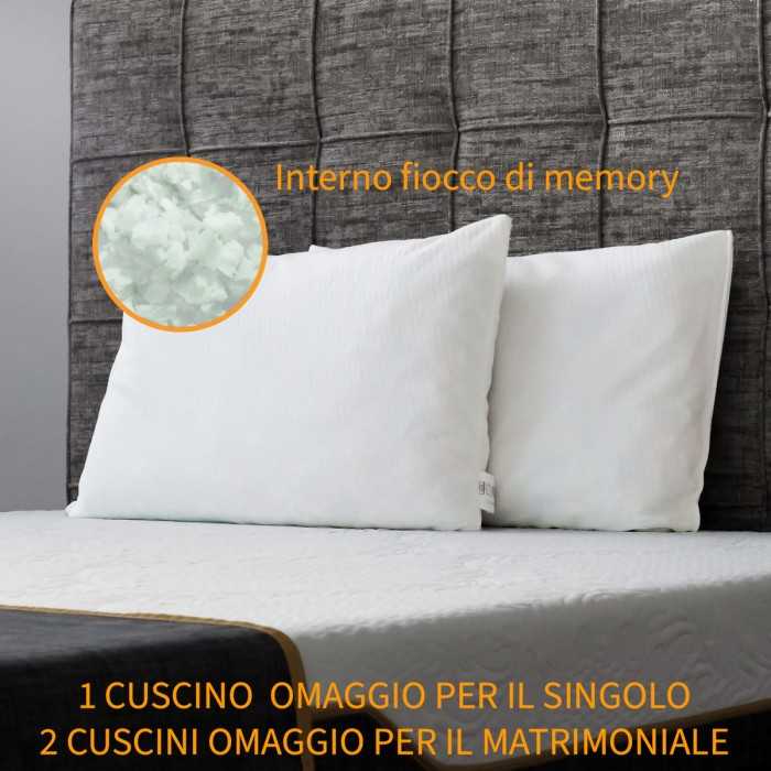 Materasso memory americano con cuscino/i OMAGGIO semi rigido Alto 30 o 35 cm con tessuto anallergico - MOD. Equilibrium