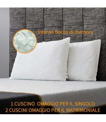 Materasso memory americano con cuscino/i OMAGGIO semi rigido Alto 30 o 35 cm con tessuto anallergico - MOD. Equilibrium