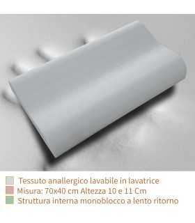 Cuscino memory foam cervicale PREMIUM traspirante Alto 10/11 cm con tessuto sfoderabile antiacaro - MOD. Cloud support