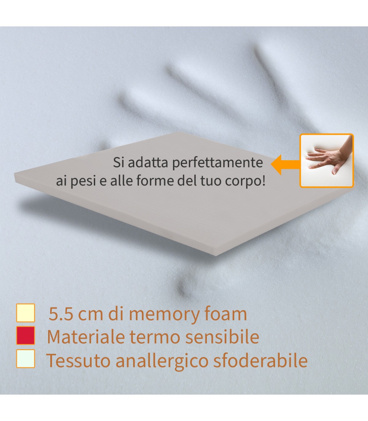 Topper matrimoniale Memory in offerta al miglior prezzo Alto 5.5 cm
