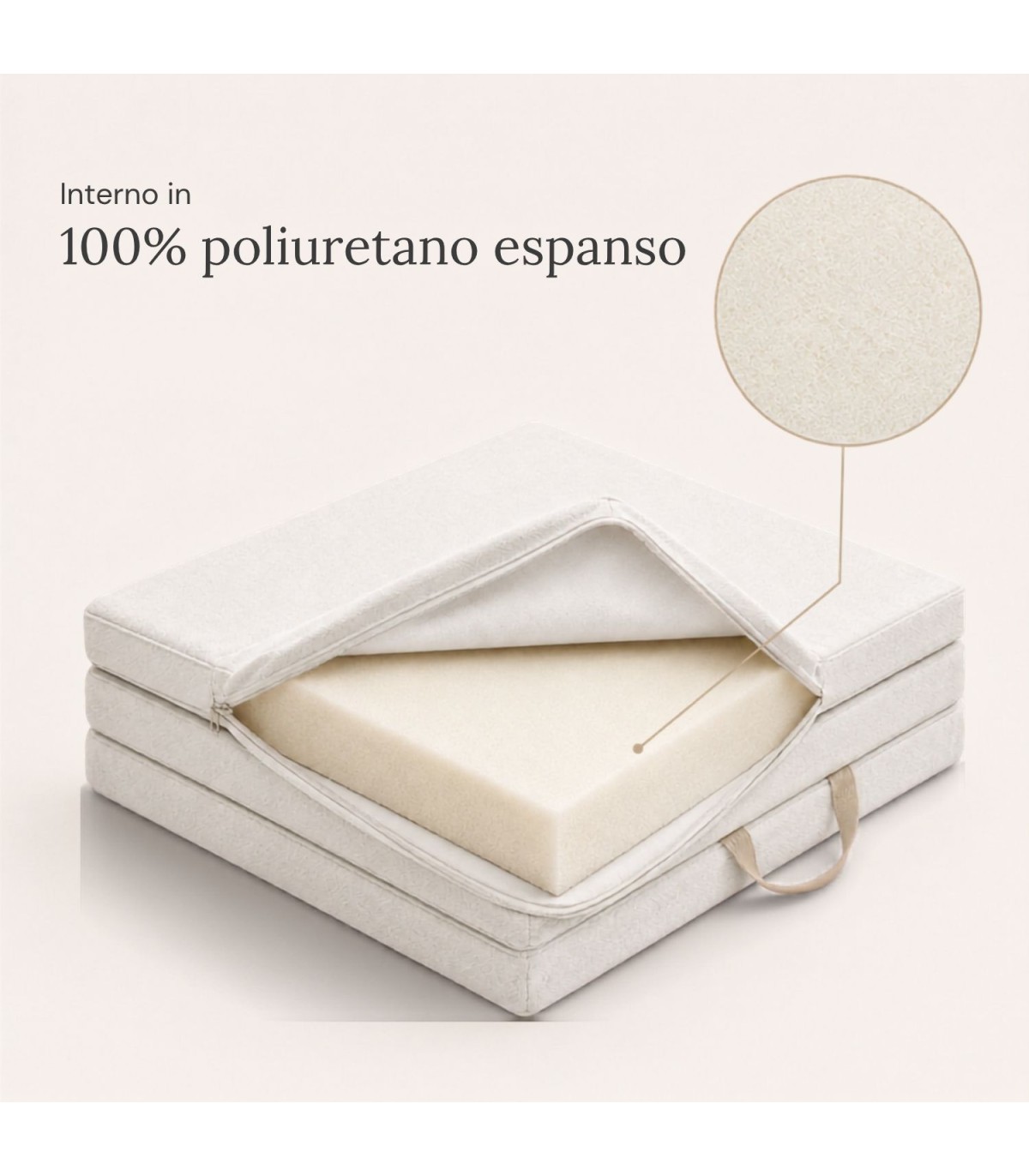 Sezione interna del Futon Comfy: cuore in 100% poliuretano espanso ad alta densità