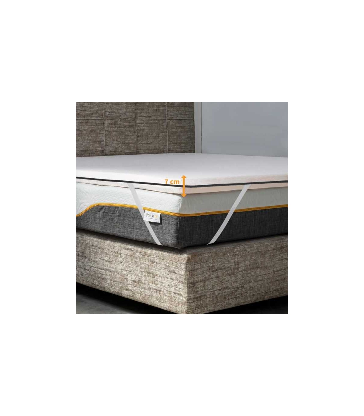 Federa di ricambio per topper matrimoniale 160x190 H7 cm, anallergica e lavabile